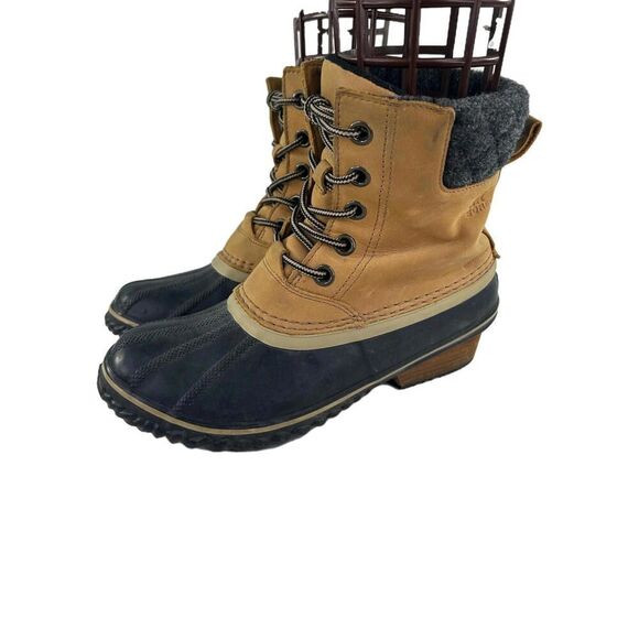Sorel Women's Slimpack II Lace Boot US 9 Elk Brown Winter Leather WTPF Boots - Picture 1 of 12